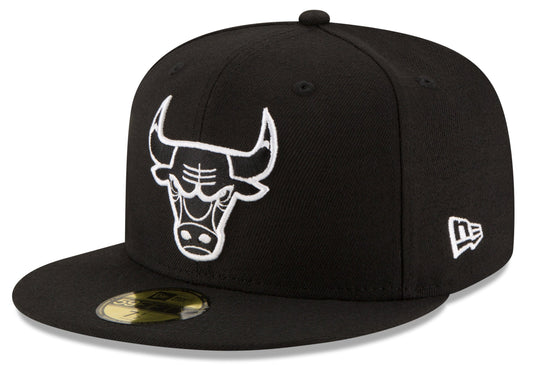 Men's NBA Chicago Bulls Black/White 59Fifty Fitted Hat