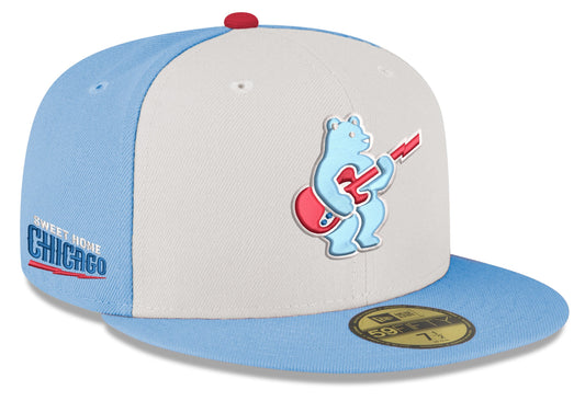 Men's Chicago Cubs New Era Chrome/ Sky Blue Guitar Bear Alternate 59FIFTY Fitted Hat