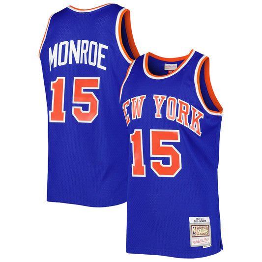 Earl Monroe New York Knicks Mitchell & Ness 1972/73 Hardwood Classics Swingman Jersey - Blue