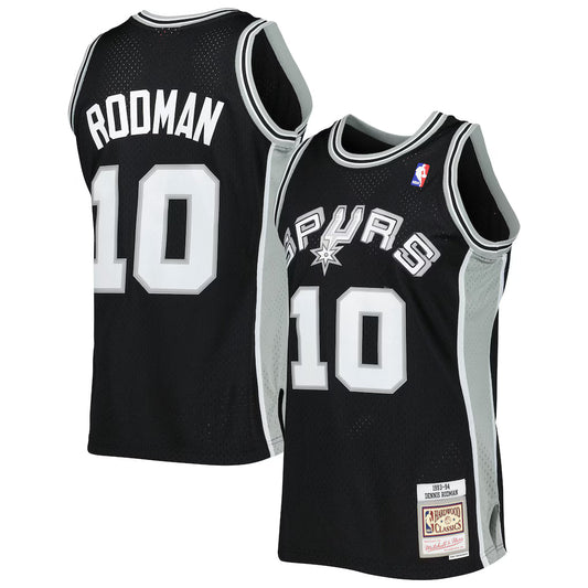 Men's San Antonio Spurs Dennis Rodman Mitchell & Ness Black 1993/94 Hardwood Classics Swingman Jersey