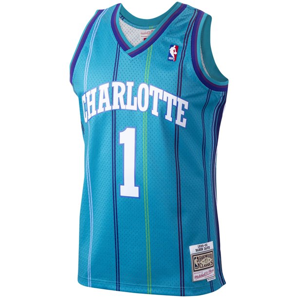 Men’s Baron Davis Charlotte Hornets Teal 1999-2000 Swingman Replica Jersey By Mitchell & Ness
