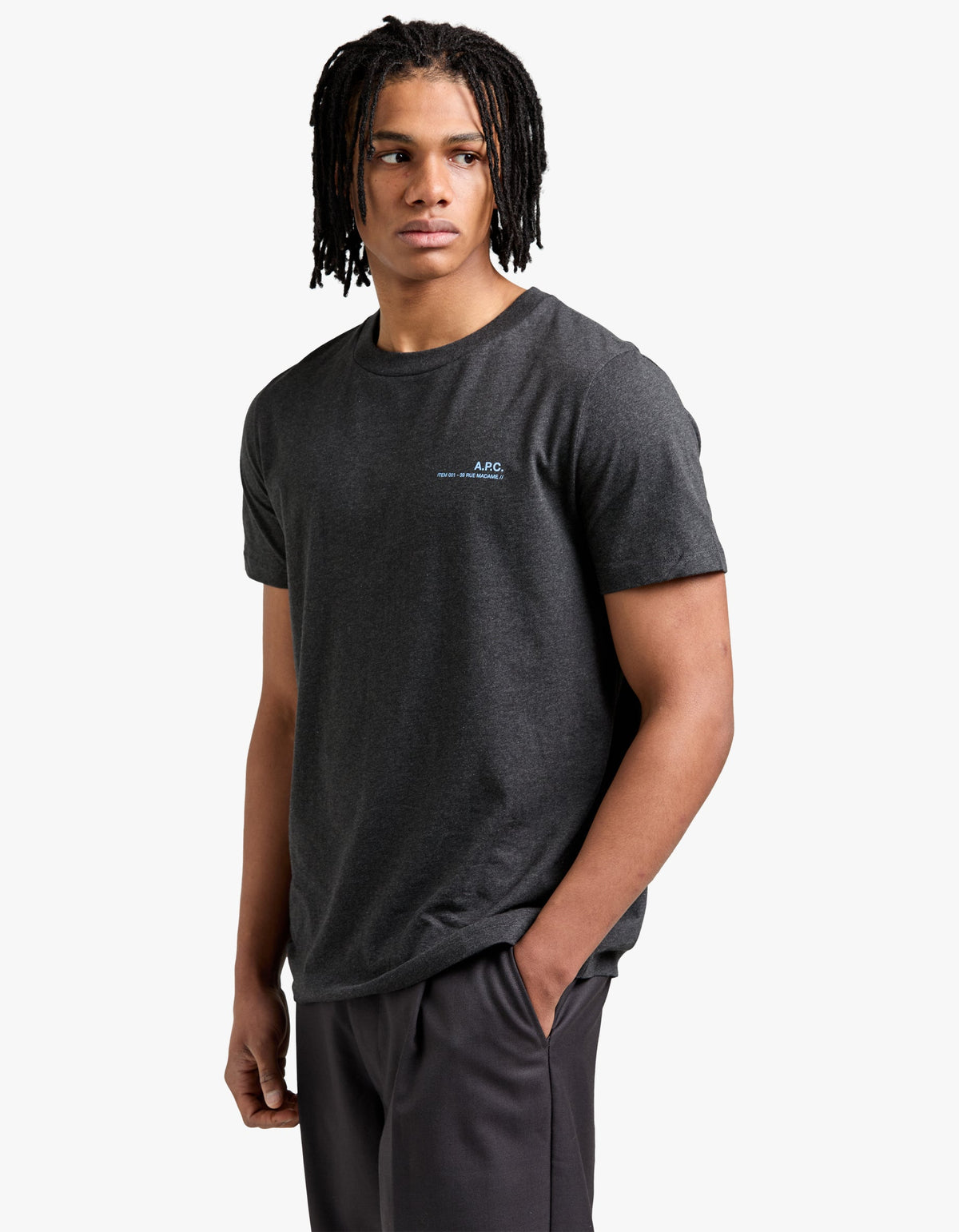 Standard Item GOTS T Shirt - Anthracite China/Blue