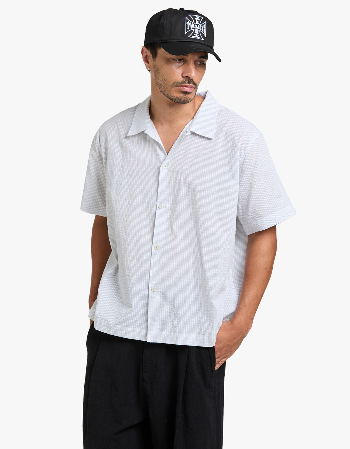 Will Short Sleeve Shirt - White/Navy