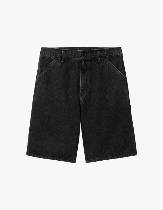 Single Knee Short - Black Garment Dyed