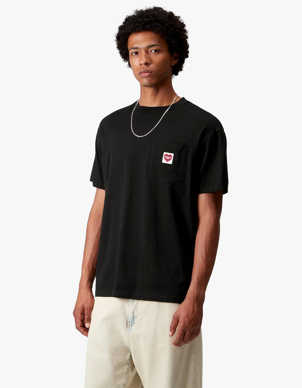 S/S Pocket Heart T Shirt - Black/Red