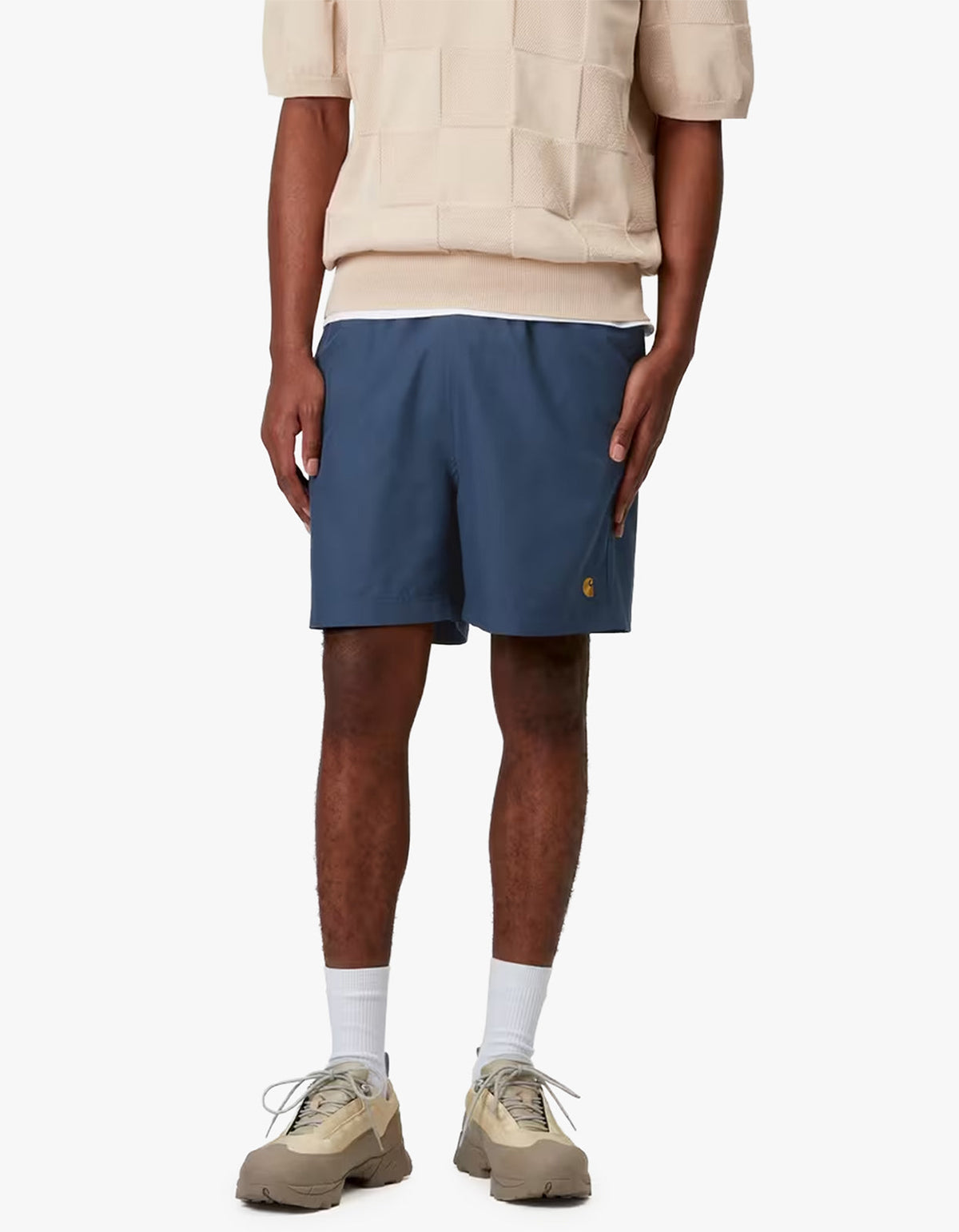 Chase Swim Trunks - Dusky Blue/Gold