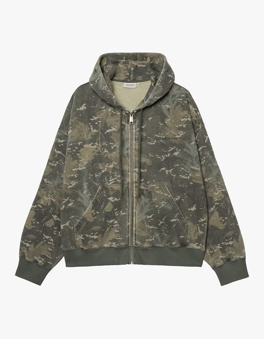 Hooded Benton Sweat Jacket - Camo Combi, Green Garment Dyed