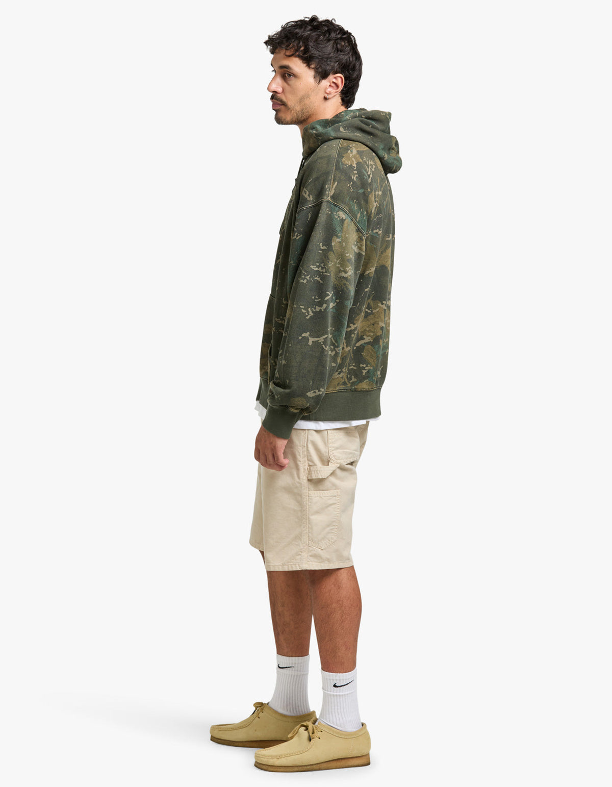 Hooded Benton Sweat Jacket - Camo Combi, Green Garment Dyed