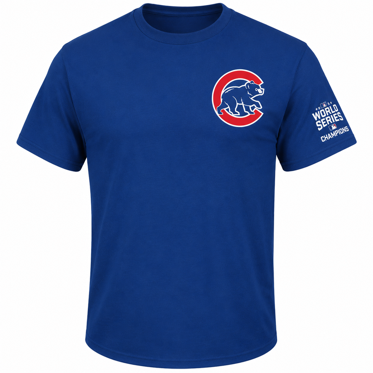 Youth Chicago Cubs Javier Baez Majestic Royal 2016 World Series Champions Name & Number T-Shirt