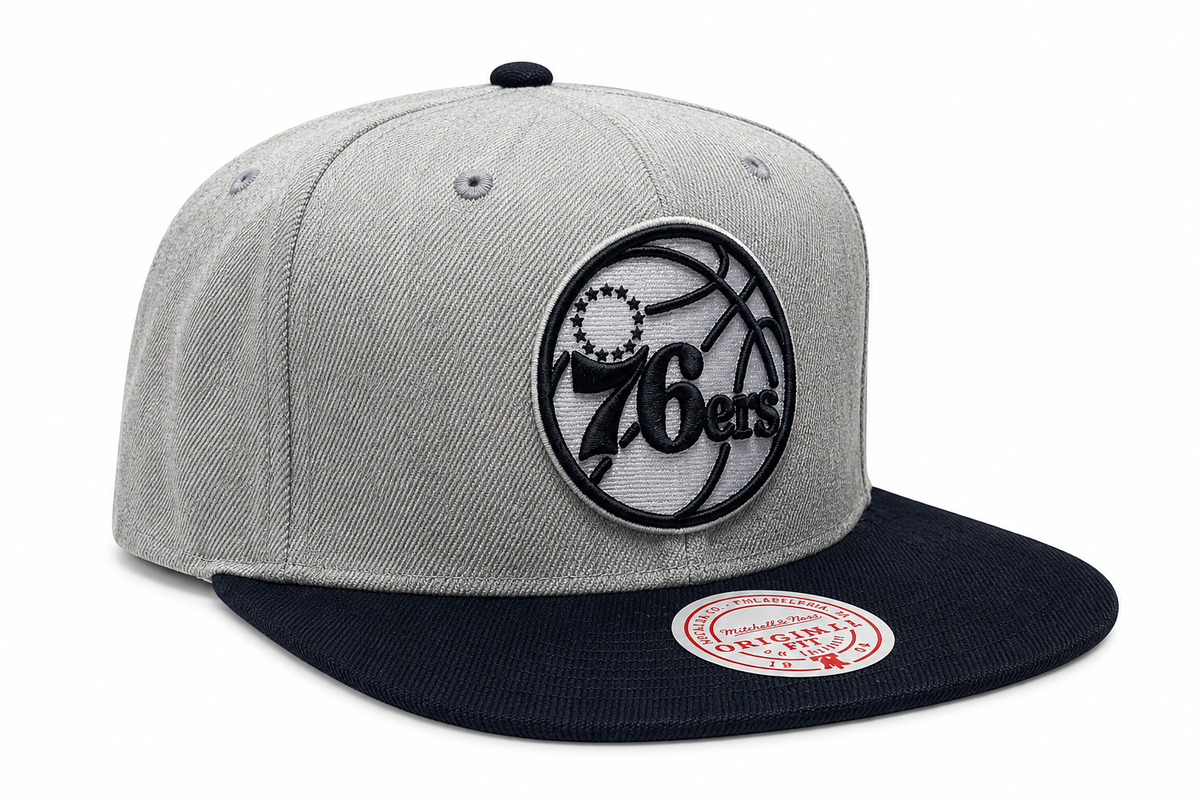 Philadelphia 76ers Mitchell & Ness Gray Black Pop Snapback Hat