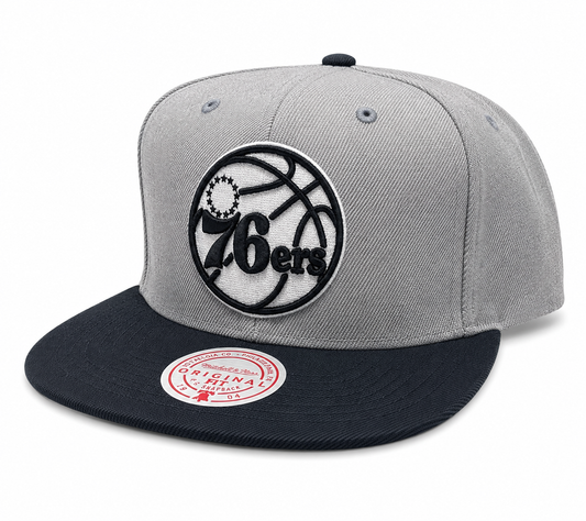 Philadelphia 76ers Mitchell & Ness Gray Black Pop Snapback Hat