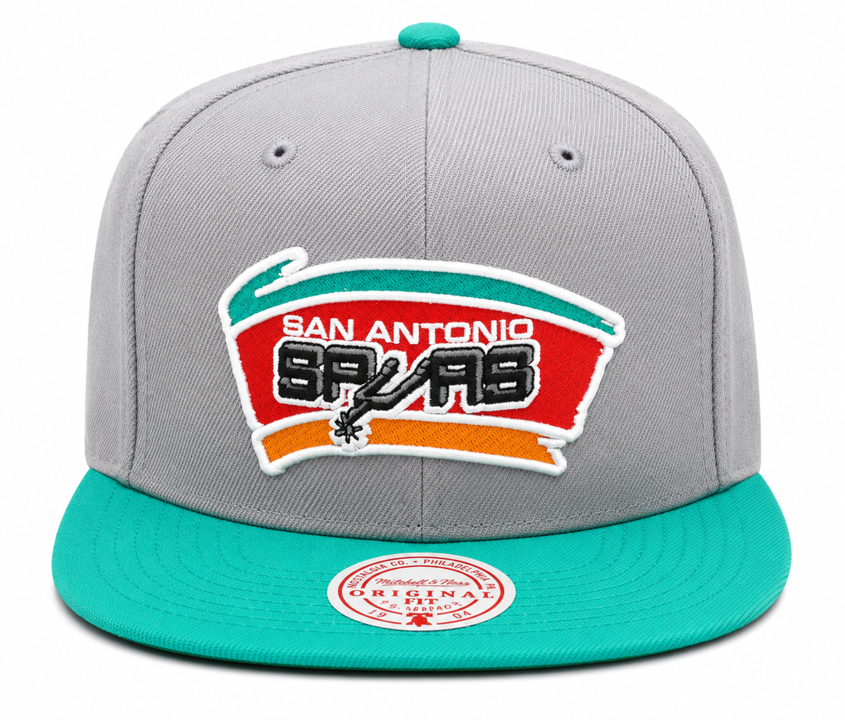 Men's Mitchell & Ness San Antonio Spurs Hardwood Classics Core Gray/ Teal Adjustable Snapback Hat