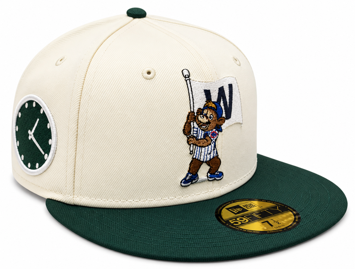Chicago Cubs New Era Clark the Bear W Flag Chrome/Forest Green 59FIFTY Fitted Hat