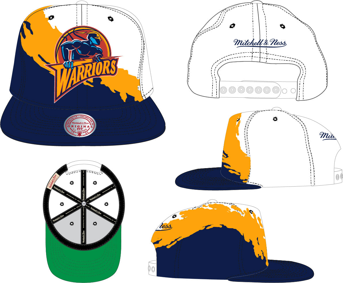 Golden State Warriors HWC NBA Paintbrush Mitchell & Ness Snapback Hat