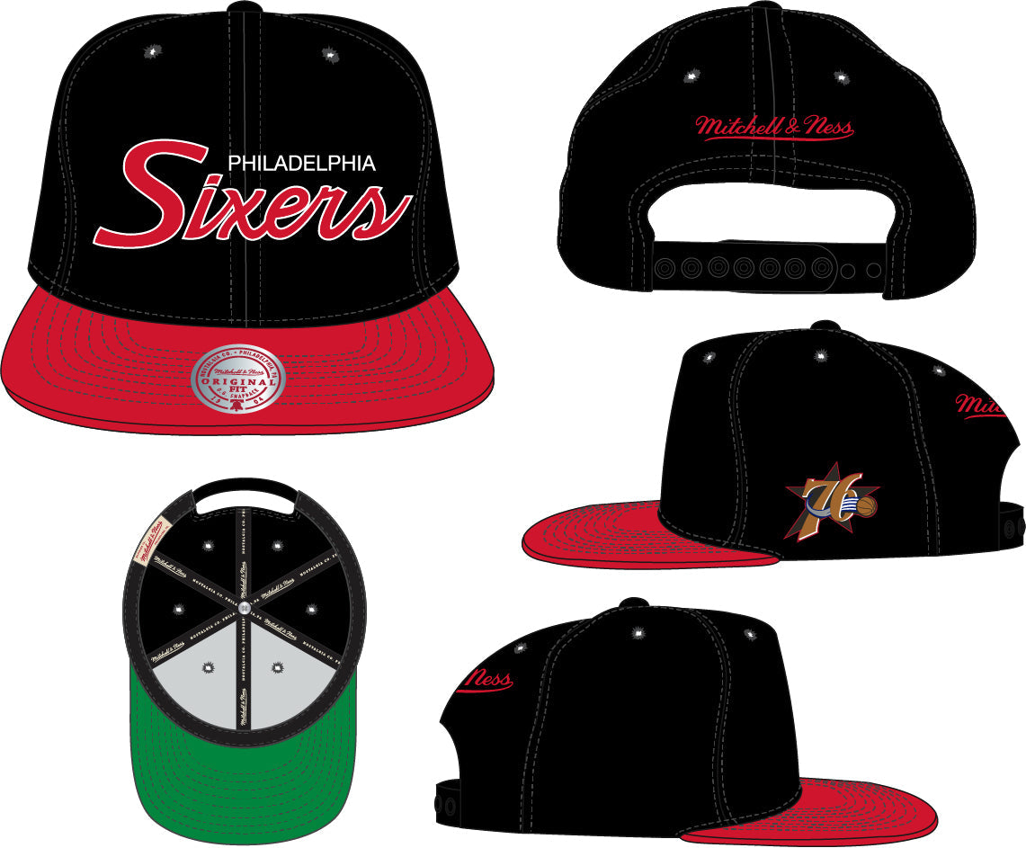 Philadelphia 76ers HWC Team Script 2.0 Mitchell & Ness Snapback Hat