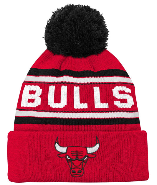 Youth Chicago Bulls Red NBA Cuff Pom Knit
