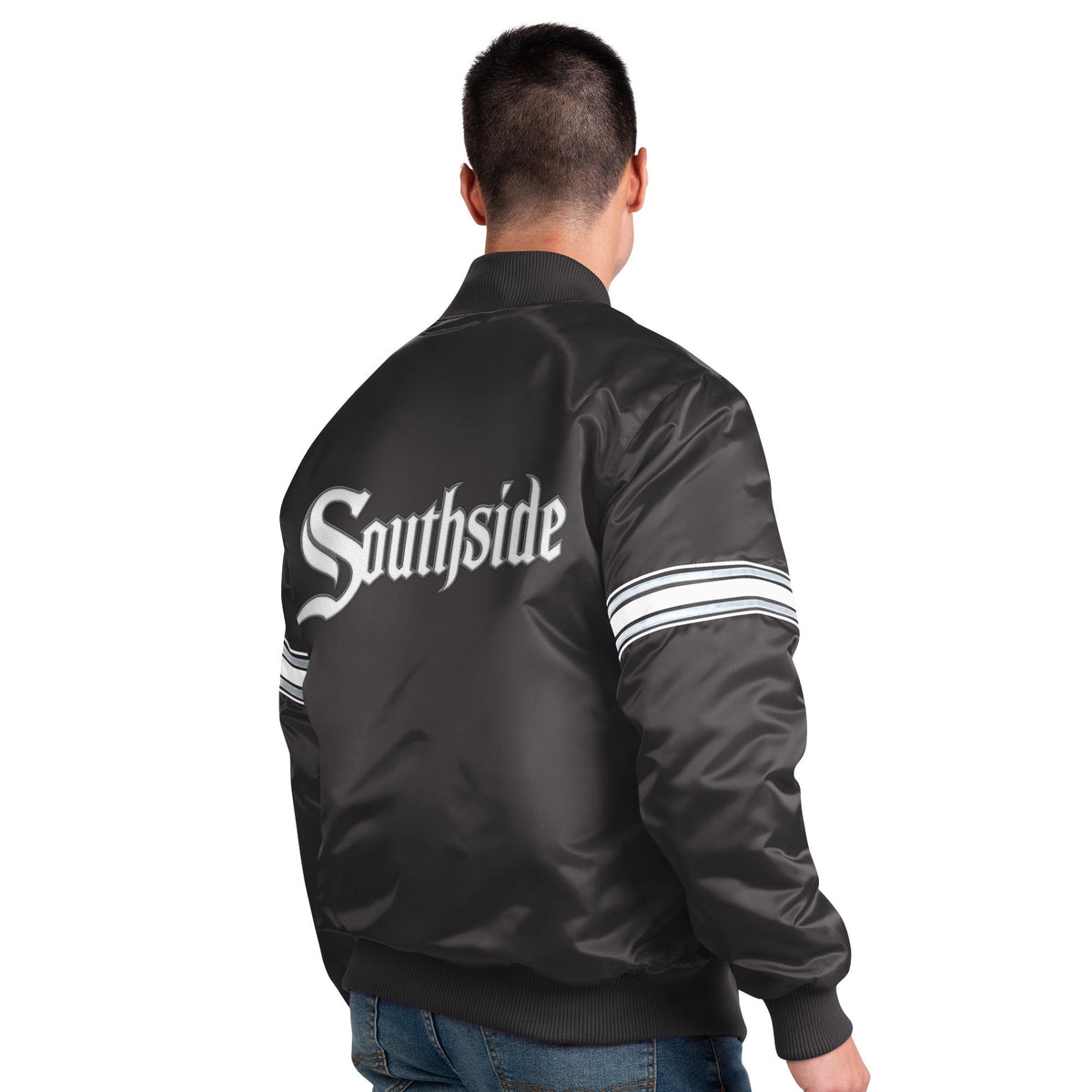 Men's Chicago White Sox City Connect Pick & Roll Starter Satin Jacket-Black