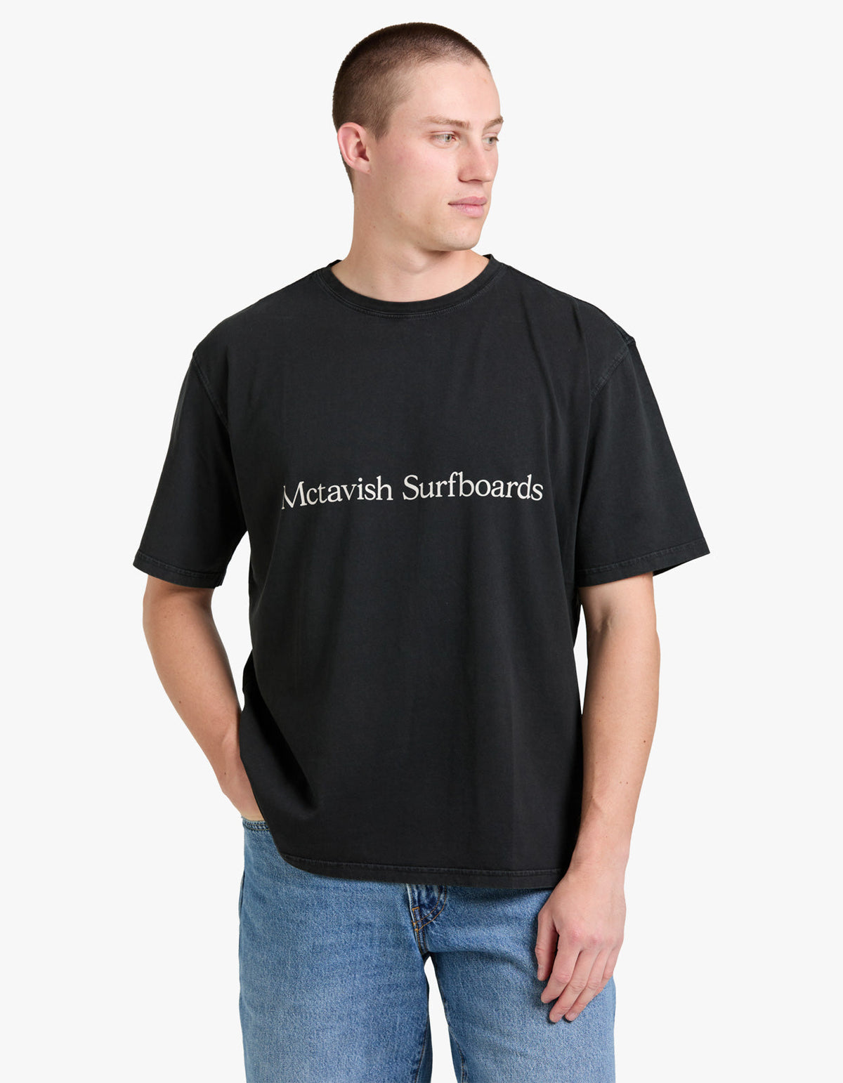 Boxy Serif Tee - Black