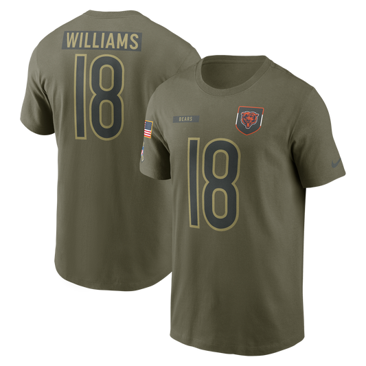 Men's Nike Caleb Williams Chicago Bears 2025 Salute To Service Olive Green Name & Number T-Shirt