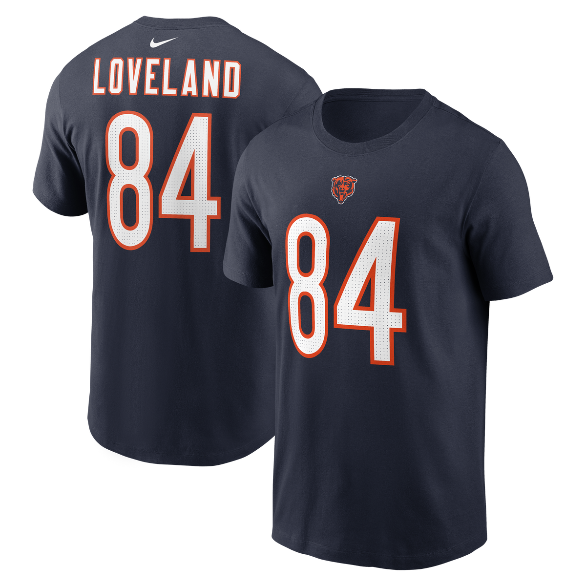 Men's Nike Colston Loveland Navy Chicago Bears Name & Number T-Shirt