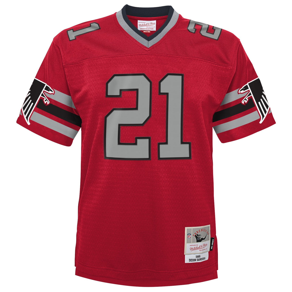 Youth Atlanta Falcons Deion Sanders Mitchell & Ness Red 1989 Retired Player Vintage Replica Jersey