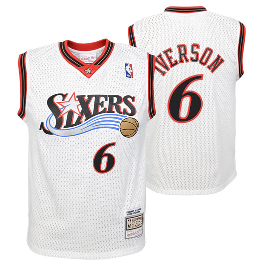 Youth Philadelphia 76ers Allen Iverson Mitchell & Ness White 2002 Hardwood Classics Swingman Jersey
