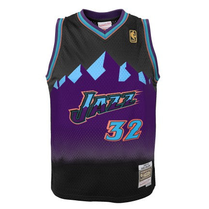 Youth Utah Jazz Karl Malone Mitchell & Ness 1996-97 Hardwood Classics Reload 2.0 Swingman Jersey-Black