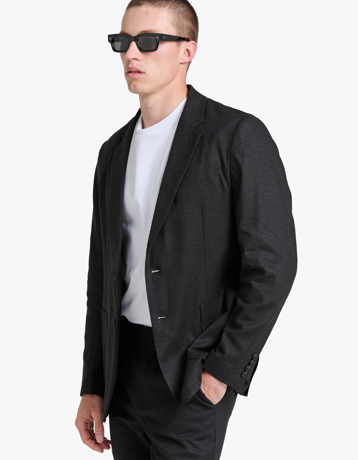 Frank Linen Blazer - Black
