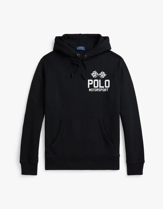 Slub Fleece Graphic Hoodie - Polo Black