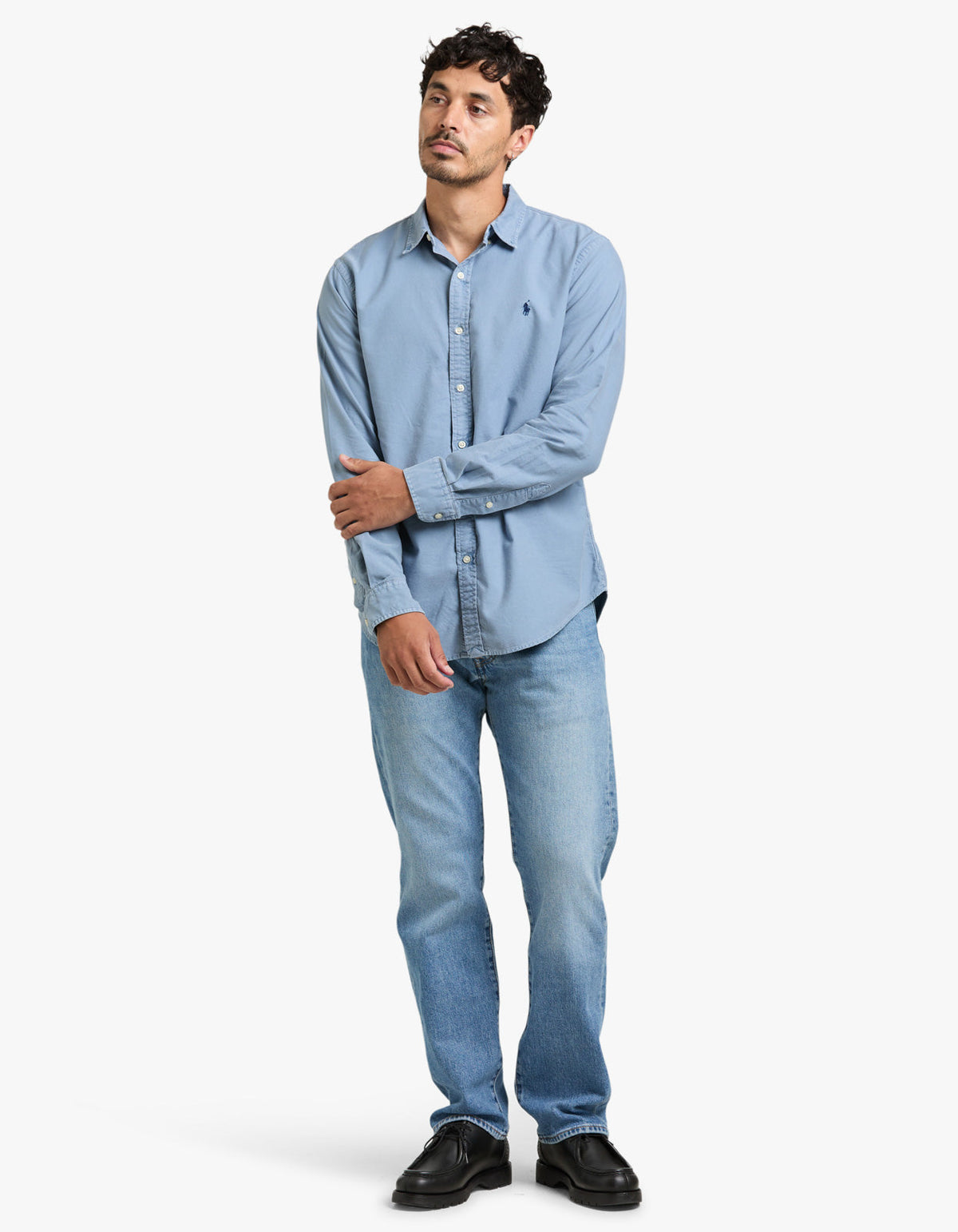 Custom Fit Long Sleeve Sport Shirt - Channel Blue