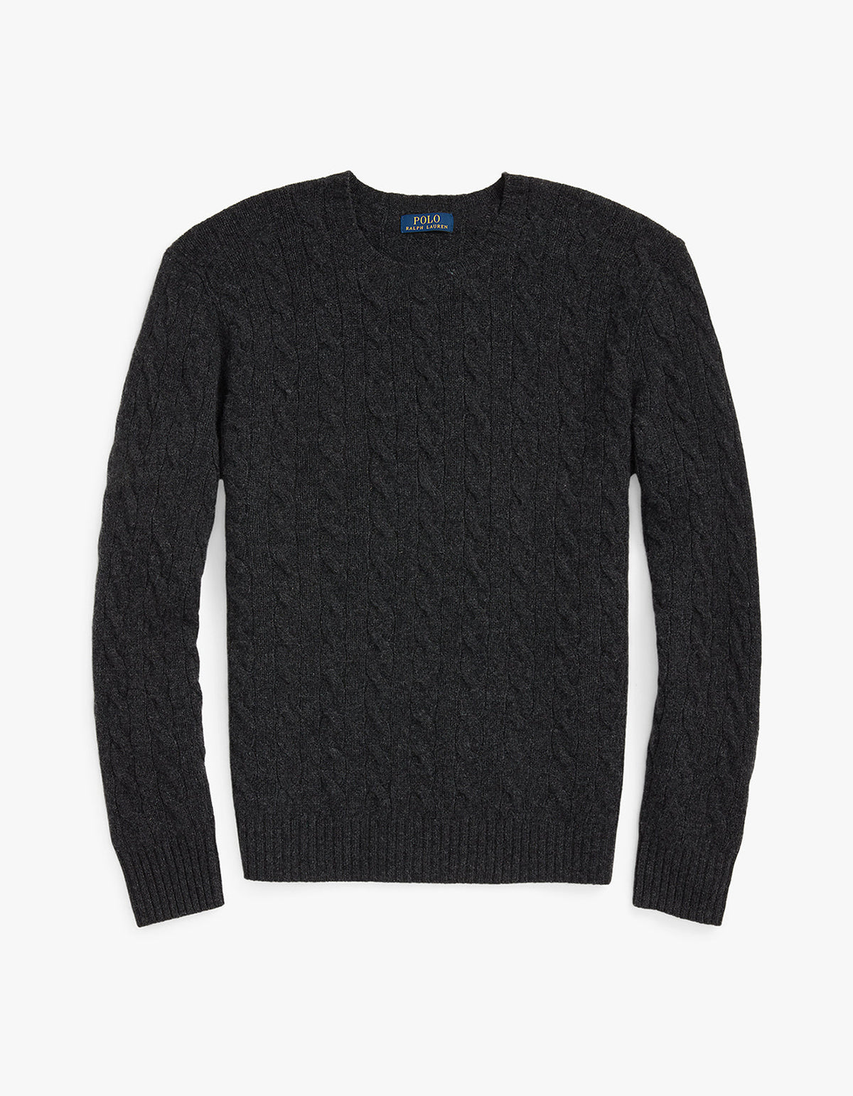 Long Sleeve Cable Knit Sweater - Dark Granite Hthr