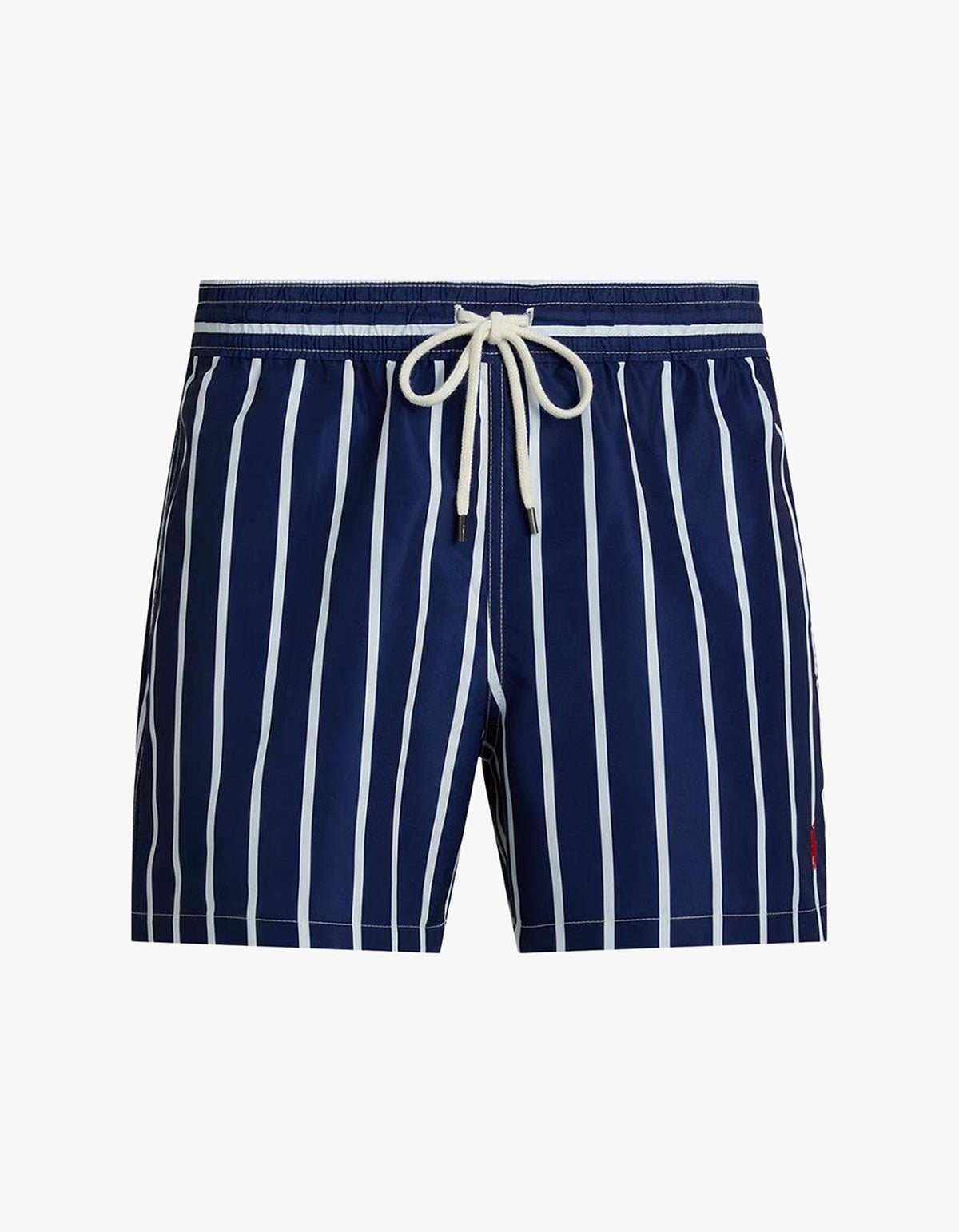 4.5 Inch Traveler Slim Fit Swim Trunk - Navy Vertical Wide Stripe