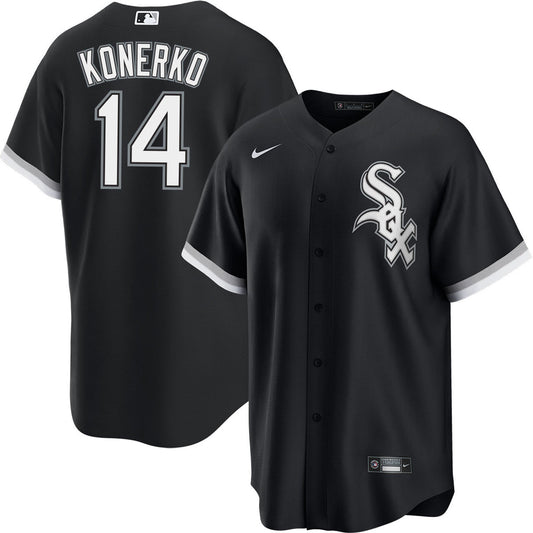NIKE Men's Paul Konerko Chicago White Sox Black Alternate Premium Twill Replica Jersey