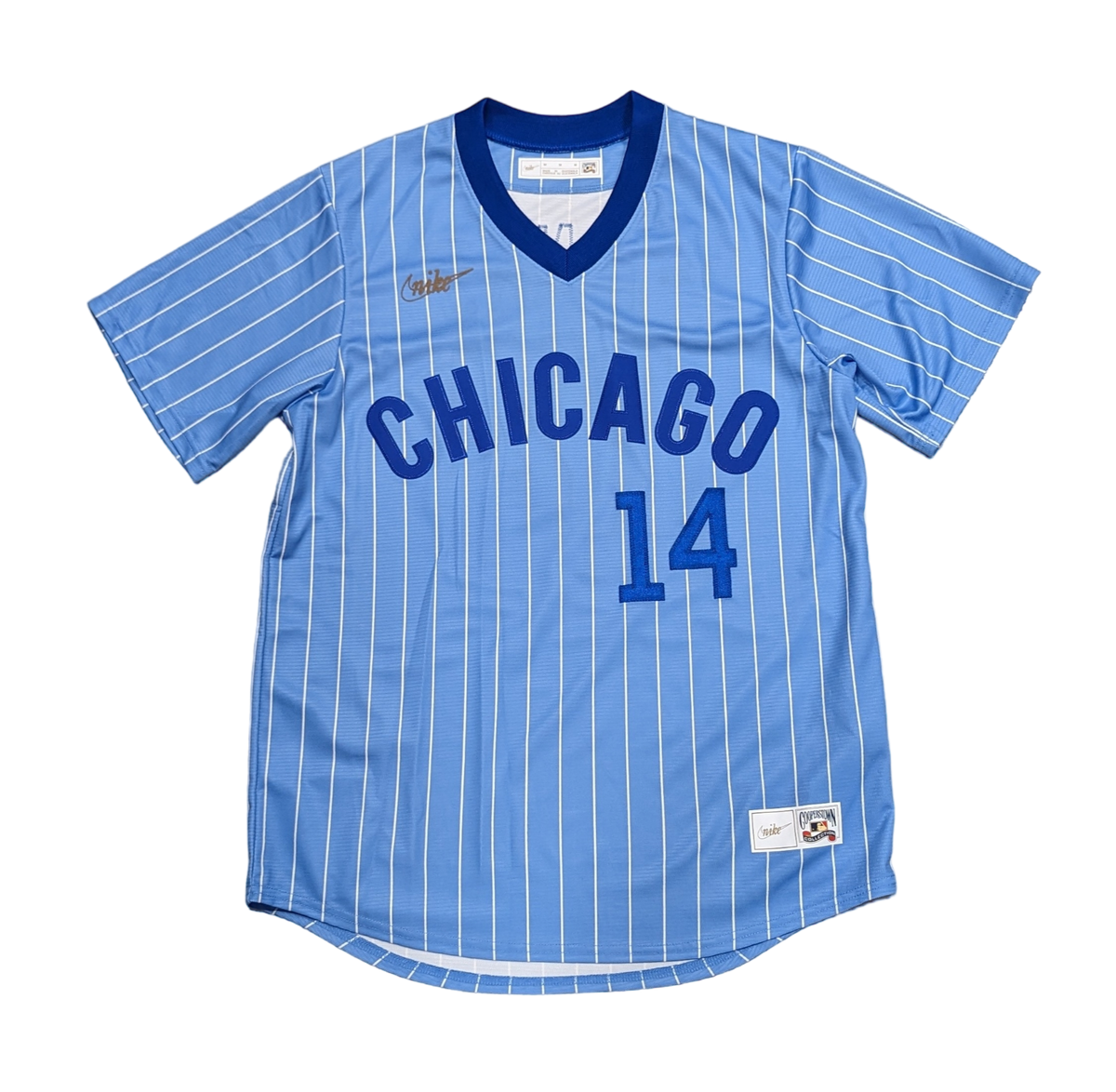 Men's Ernie Banks Chicago Cubs Cooperstown Powder Blue NIKE Replica Jersey