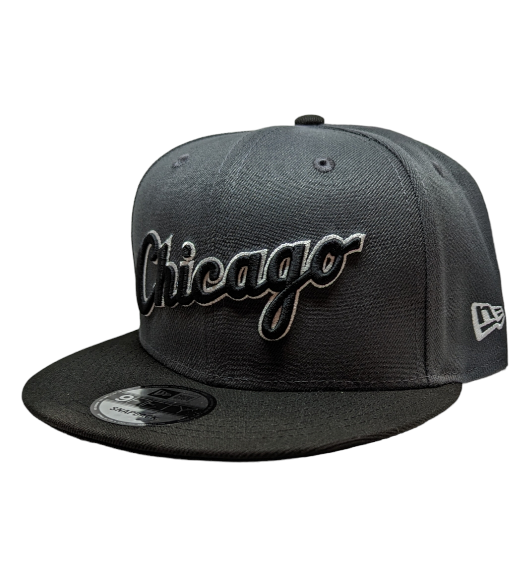 Chicago White Sox New Era 2 Tone Graphite/Black Script 9FIFTY Snapback Adjustable Hat