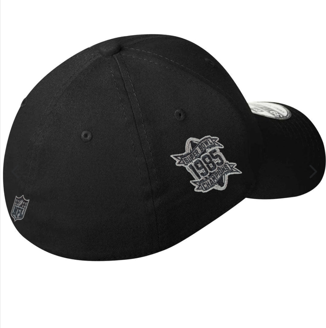 Men's Chicago Bears New Era "B" Black/Graphite 1985 Champions 39THIRTY Flex Hat