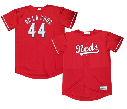 Youth Cincinnati Reds Elly De La Cruz MLB Red Alternate Screen Print Replica Jersey