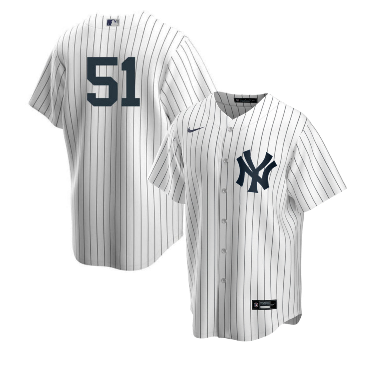 Men's Nike Bernie Williams #51 White New York Yankees Home Official Replica Player Jersey