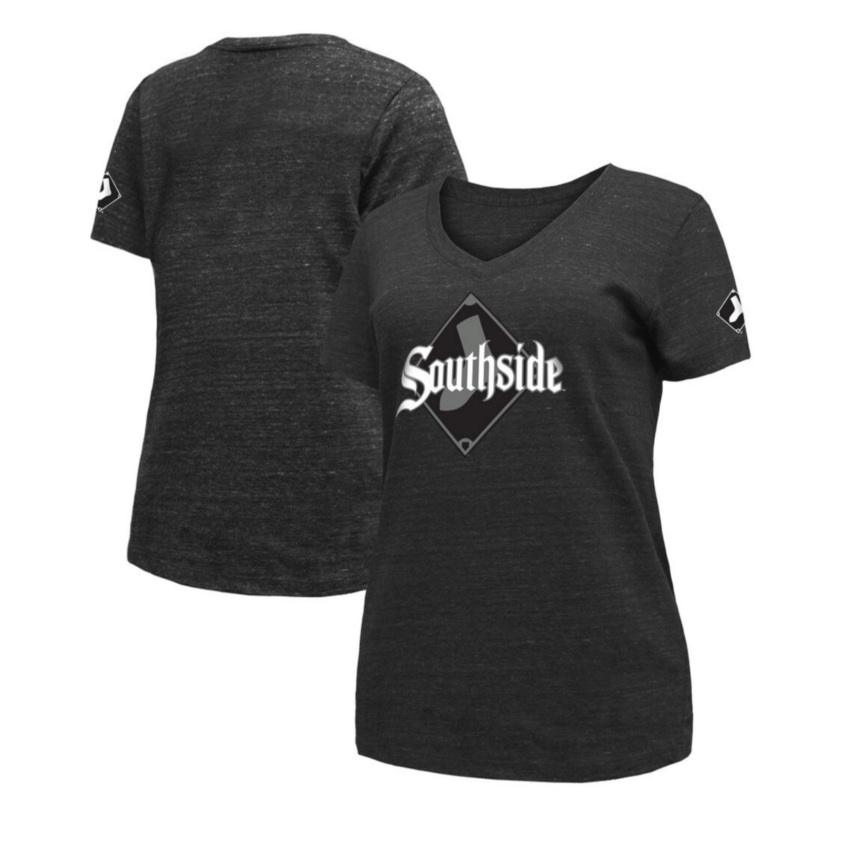 Women's Chicago White Sox City Connect New Era Tri-Blend V-Neck T-Shirt - Black