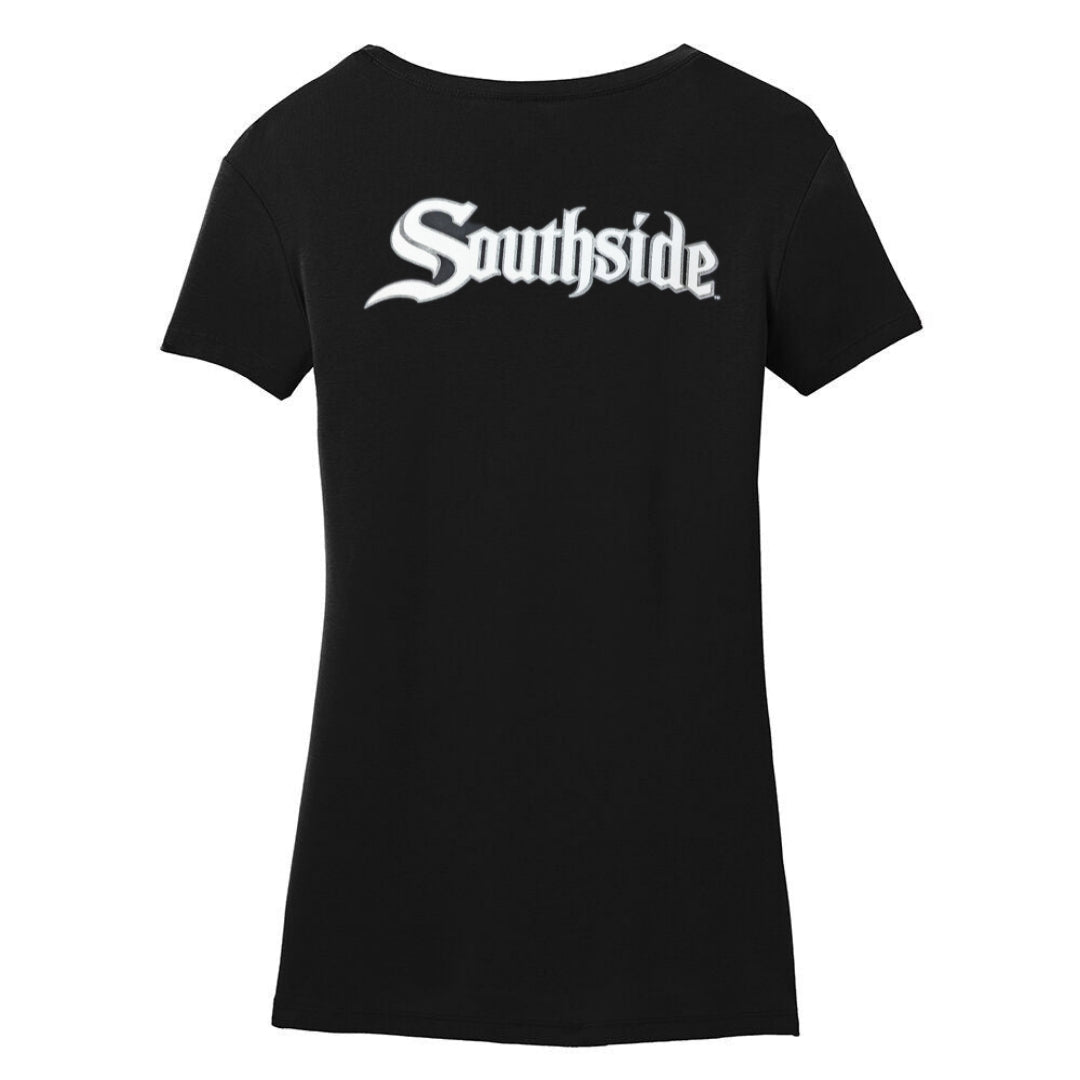 Women's Chicago White Sox City Connect New Era CHI V-Neck T-Shirt - Black