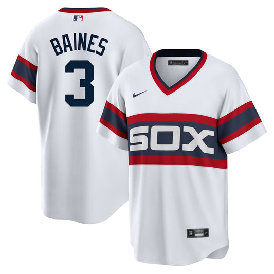 NIKE Men's Harold Baines Chicago White Sox Sunday 1983 Alternate White Premium Twill Replica Jersey