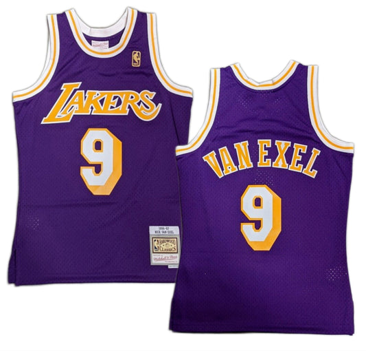 Men's Mitchell & Ness Nick Van Exel Los Angeles Lakers Purple 1996-97 Hardwood Classics Swingman Jersey