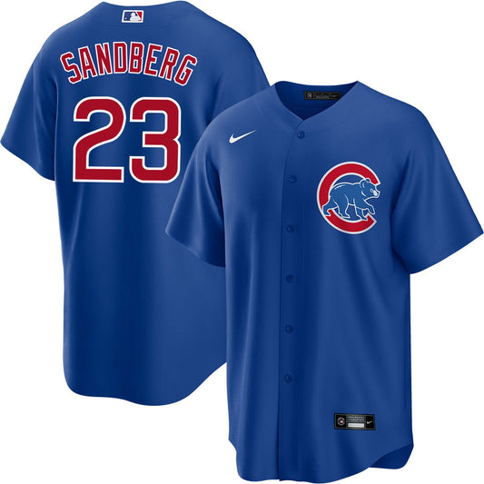 NIKE Men's Chicago Cubs Ryne Sandberg Blue Alternate Jersey With Premium Twill Lettering