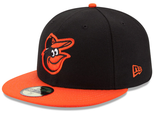 Men's Baltimore Orioles New Era Black/Orange Road Authentic Collection On-Field 59FIFTY Fitted Hat