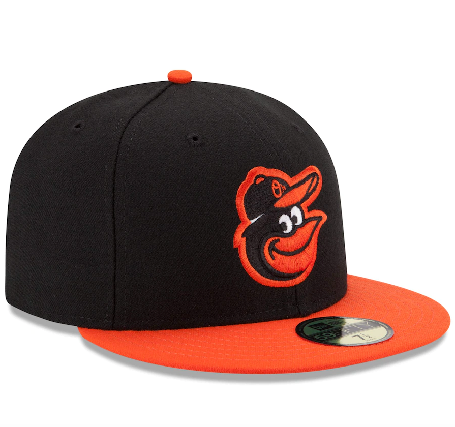 Men's Baltimore Orioles New Era Black/Orange Road Authentic Collection On-Field 59FIFTY Fitted Hat