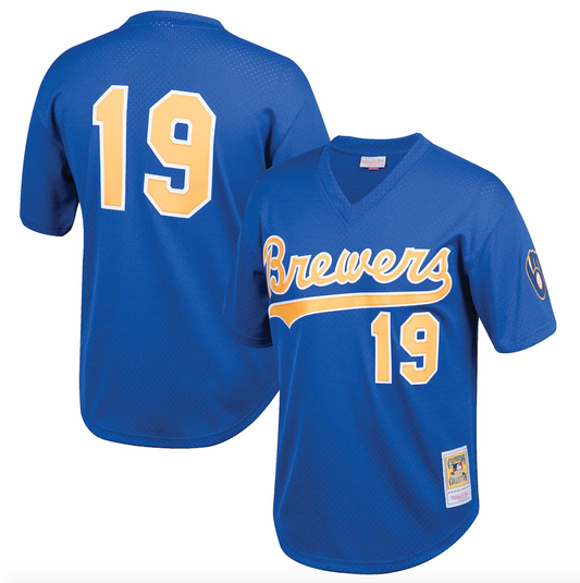 Men's Milwaukee Brewers Robin Yount Mitchell & Ness Royal Cooperstown Collection 1991 Mesh Batting Practice Jersey