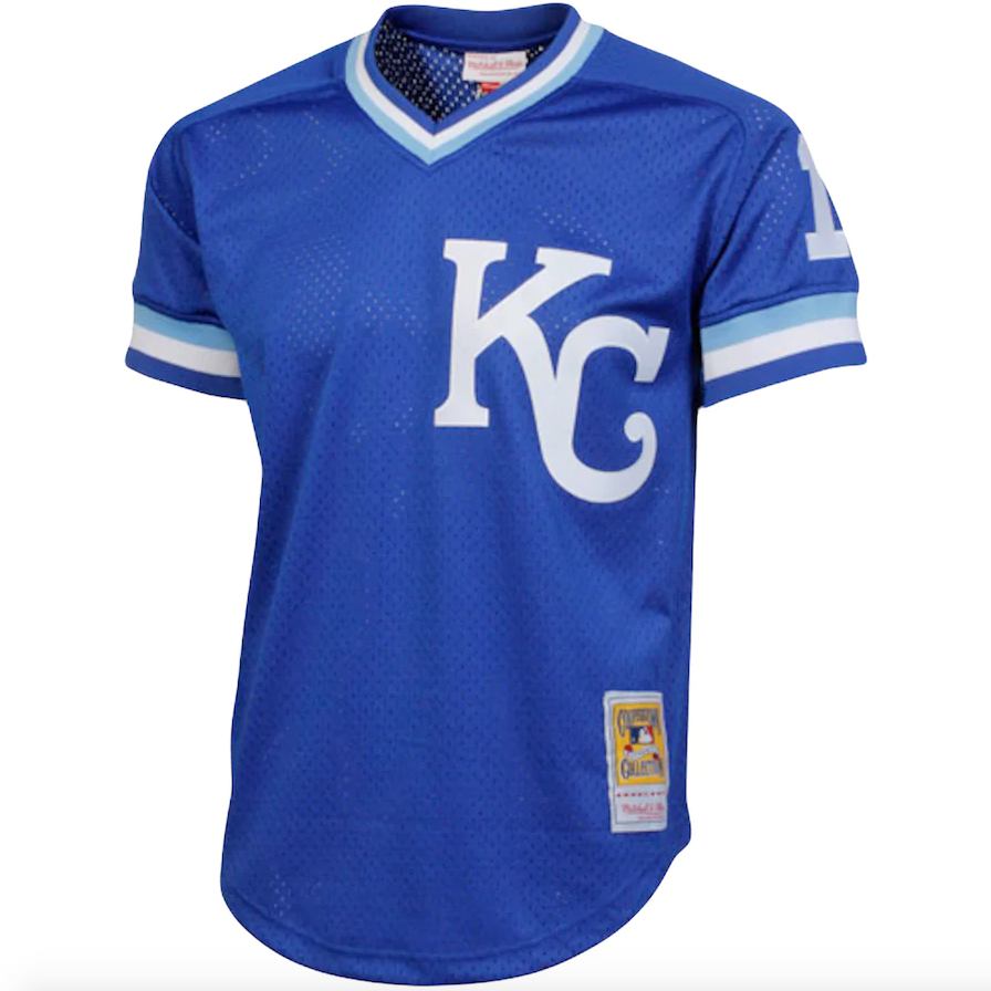Men’s Mitchell & Ness Authentic Replica Bo Jackson Kansas City Royals 1989 Blue Mesh Batting Practice Jersey