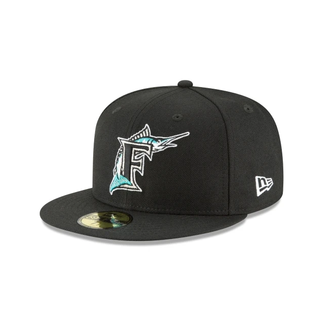 Men's Florida Marlins New Era Black Cooperstown Collection Wool 59FIFTY Fitted Hat