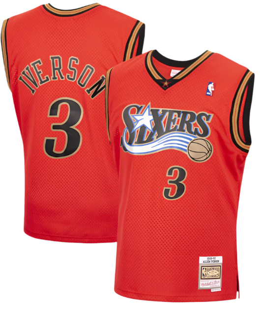 Men's Philadelphia 76ers Allen Iverson Mitchell & Ness Hardwood Classics Reload 2.0 Swingman Jersey - Red