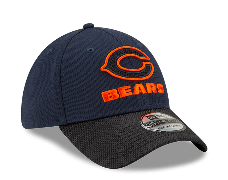 Men's Chicago Bears New Era Navy/Black 2021 NFL Sideline Road 39THIRTY Flex Hat